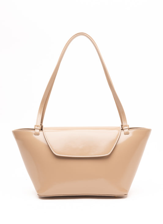 Courrier Tote Patent Leather Beige