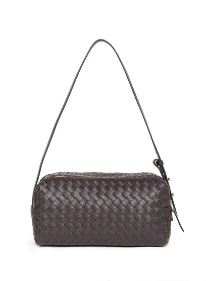 Trousse Woven Leather Dark Brown